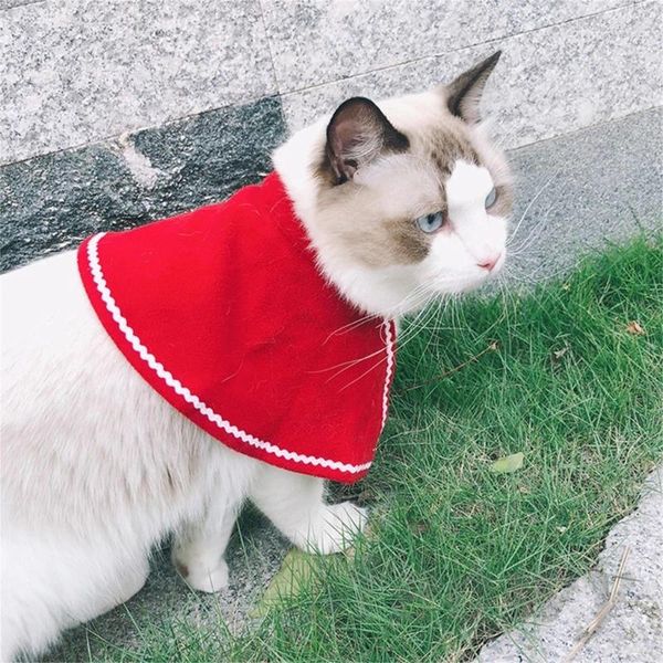 Costumi per gatti Tema natalizio Cappello da Babbo Natale MantelloSciarpa per animali domestici Vesti Goccia maliziosa