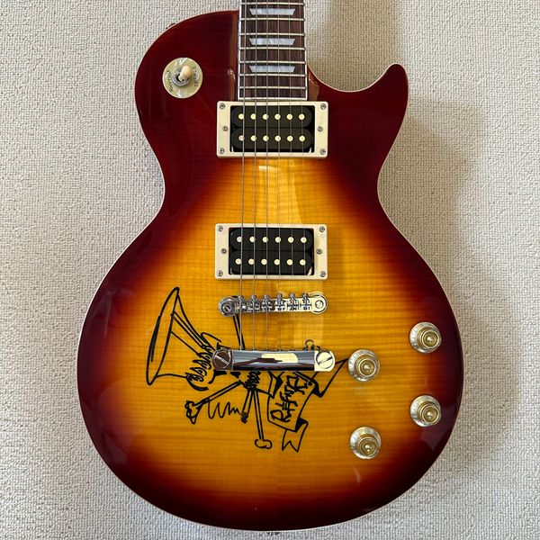 LP Standard-E-Gitarre, Decke aus dunklem Sunburst-Ahorn mit natürlicher Rückseite, Griffbrett aus Palisander, Chrom-Hardware, kostenloser Versand