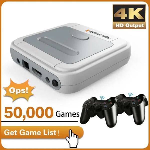 Consoles 50000 jogos console super console x cube 2.4g jogo sem fio vara retro wifi super console para ps1/n64/dc 4k hd vídeo game c