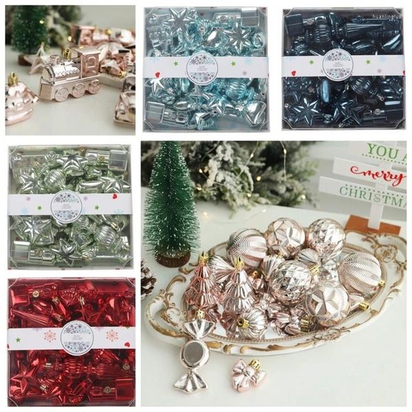 Decorazioni per feste H7EA 38 pezzi/scatola Decorazioni per alberi festivi Palle di Natale a forma speciale Decori Ornamenti in plastica infrangibili per