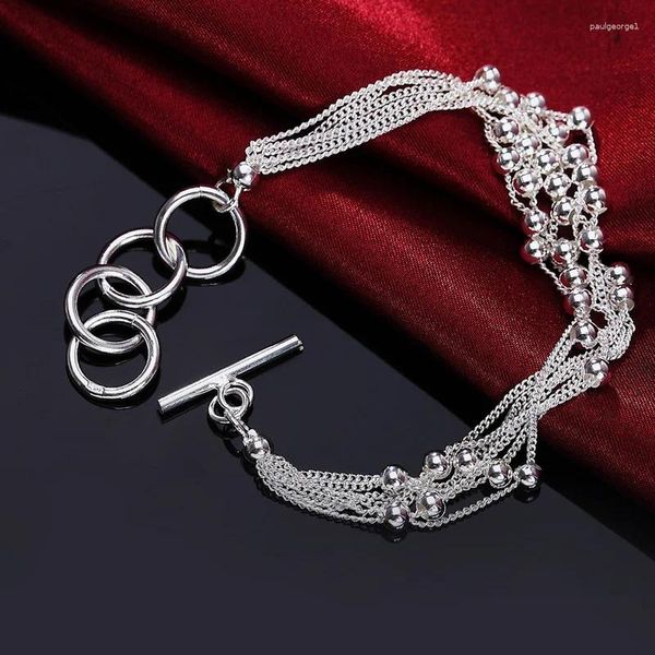 Braccialetti con ciondoli Argento sterling 925 pregiato vero puro sei moda fortunato per braccialetto da donna regalo di gioielli per feste