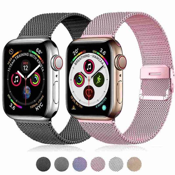 Designer Milanese Loop Strap para Apple Watch Ultra 49mm Série 8 7 se 6 5 4 3 Pulseira de aço inoxidável Fivela magnética ajustável com adaptador iwatch 41mm 45mm 40mm 44mm 38m