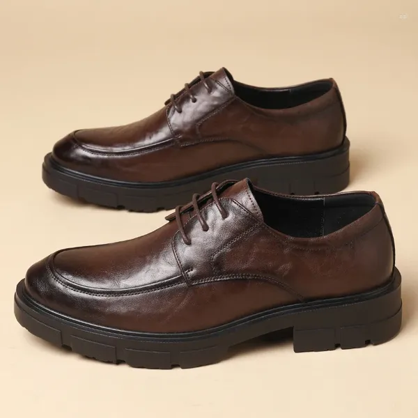 Sapatos de vestido Waerta 5 8 10 cm salto homens moda casual couro de vaca homens britânicos respirável noivo plataforma sapato de casamento masculino