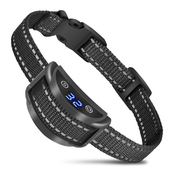 Abschreckungsmittel, Bell-Schock-Halsband für Hunde, automatisches Schnell-Bellstopp-Halsband, 45 Tage, extrem lange Arbeitszeit, LED-Anzeige, 3 Funktionsmodus, T/V/S