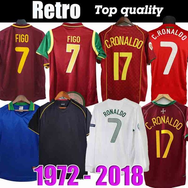 Retro Classic 1998 1999 Ronaldo Futbol Formaları 2000 2002 2004 2006 2012 16 18 Portekiz Pauleta Rui Costa Figo J.Moutinho Nani Pepe Quaresma Portugueser Futbol Gömlek