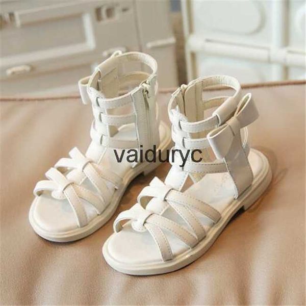 Sandalen Sommer ldren Mädchen Bogen Seitlicher Reißverschluss Rom Schuhe Hohe Gladiator Sandale Kinder Prinzessin Coole Stiefel Größe 22-35H24229