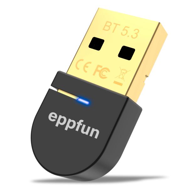 Alto-falantes eppfun USB Bluetooth 5.3 AAC Adaptador Sem Fio Dongle Transmissor para PC Windows 11 /10/ 8.1 para mouse alto-falante teclado