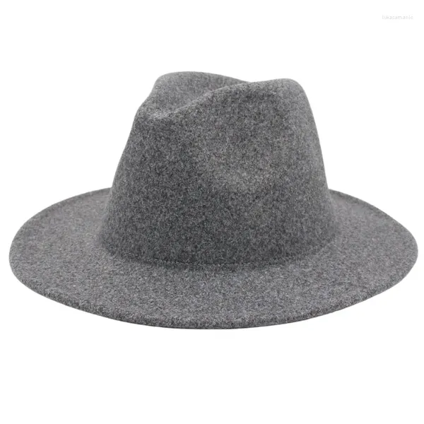 Berets Lã Fedora Top Hat Elegante Mulheres Fascinator Chapéus Festa Ampla Brim Panamá Felt Cap Homens Vestido Sol Sombreros