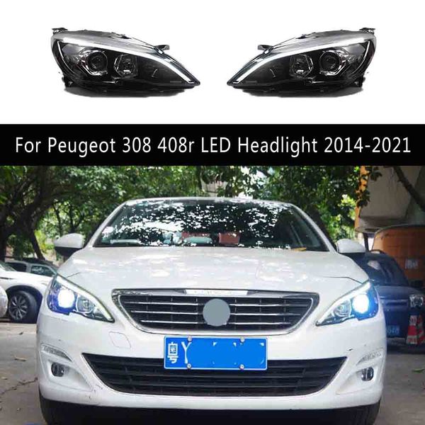 Head LMAP Daytime Running Lights Streamer-Blinker für Peugeot 308 408R LED-Auto-Scheinwerfer 14-21 High Beam Angel Eye Projector Objektiv