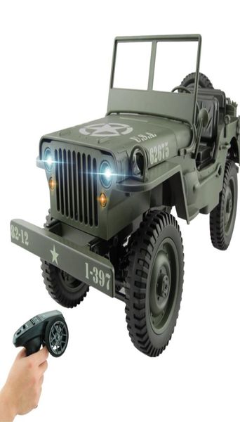 110 RC 24G Telecomando Jeep Simulazione FourWheel Drive OffRoad Militare Arrampicata Auto Diecast LED 4WD Veicolo Toys1576501