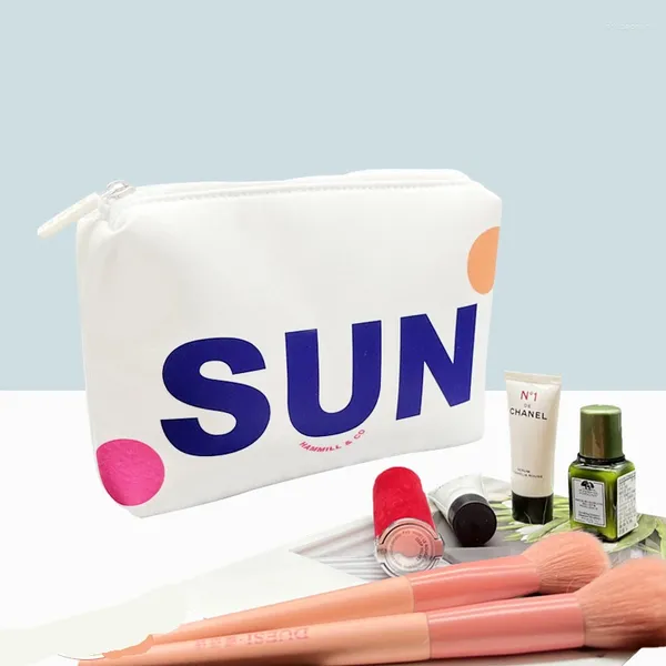 Sacos cosméticos DHL100pcs mulheres neoprene carta impressão grande capacidade impermeável saco de maquiagem respirável