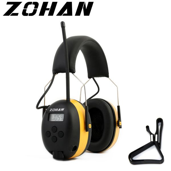 Rádio zohan digital am/fm estéreo rádio protetores de ouvido nrr 24db proteção auditiva para cortar protetor auditivo profissional rádio fone de ouvido