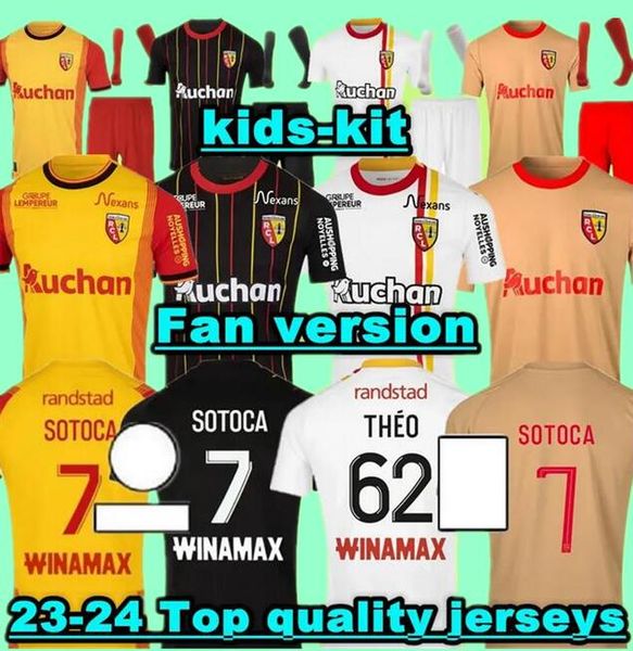 23-24 Maillot RC Lens Fußballtrikots Heim Auswärts Saint-Barbe Special KAKUTA FULGINI DIOUF SPIERINGS GANAGO SOTOCA WAHI 9 Fußballtrikot 2023 Kinderfans DRITTE AUSWÄRTS GOLD SES