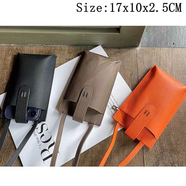 İPhone için Orijinal Deri Crossbody Cüzdan Telefon Kılıfları 16 15 14 13 12 11 Pro Max X XS 8 7 Plus Samsung S25 S24 S23 S22 S21 S20 S10 NOT 10 20 Ultra Lüks Çantası 17x10x2.5cm