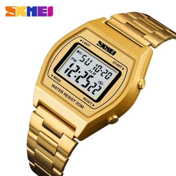 Relógios Skmei Men Fashion Watch Sport Outdoor Sport Digital Wristwatch Alloy Strap Business Watches 12/24 horas Relogio Masculino 1328