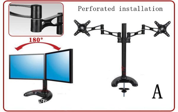 Suporte para monitor duplo, suporte para monitor de computador de mesa, suporte para monitor LCD de 1427 polegadas, suporte giratório e ajustável para monitor 7364386