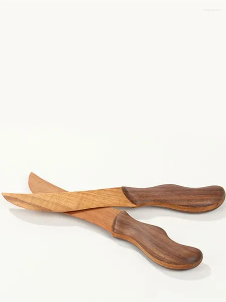 Messer, kreatives Abendessen aus Holz, niedlicher Retro-Stil, schwarzes Walnuss-Käsemesser, Butter, umweltfreundlich, ohne Farbe, Wachs, Küchenmarmelade