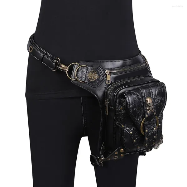 Sacos de cintura motocicleta vapor punk cintura perna hip cinto mensageiro bolsa ombro telefone móvel pequena mochila para mulher