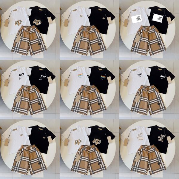 Roupas T-Shirt Set Sets Designer Marca impressão Crianças Crianças 2 Peça Puro Algodão Roupas Bebê Meninos Menina Crianças Moda Appare 35Bo #