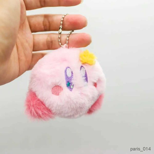 Animais de pelúcia rosa Kirby Anime bolsa escolar de pelúcia pequeno pingente chaveiro boneca de desenho animado bolo de aniversário acessórios decorativos cerca de 9 cm