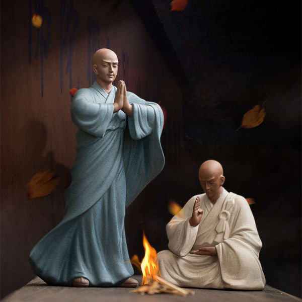 Mor Kum Zen Monk Pet Creative Buda Style Little Shami Masaüstü Çay Tören Aksesuarları Dekorasyon
