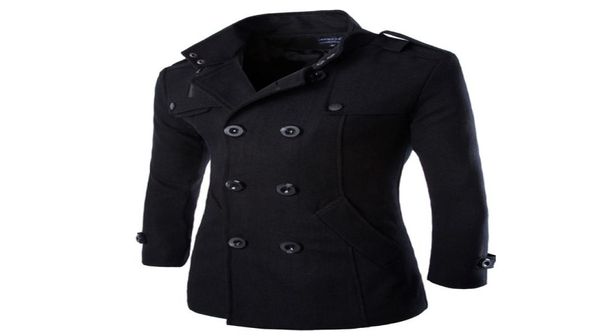 Moda outono inverno jaquetas e casacos masculinos duffle casaco elegante estilo britânico único breasted casaco de ervilha masculino lã trench coat3429136