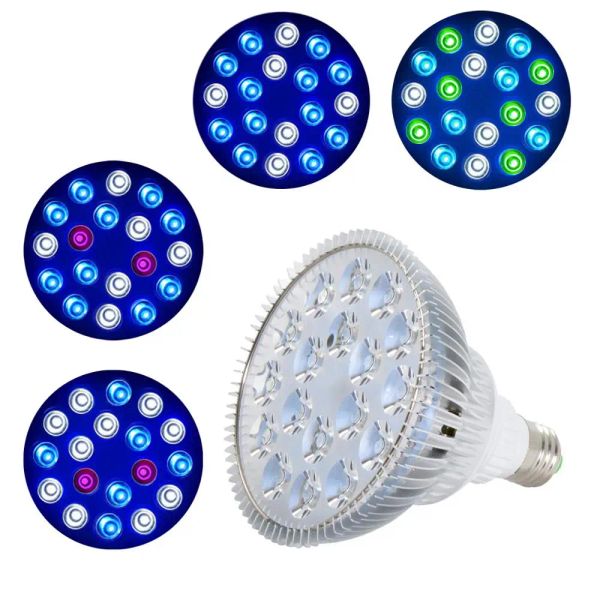 Lightings 54W LED Pet Aydınlatma Balık tankı lambası LED Akvaryum Işık Bitki Ampulü Tuzlu Su Denizcilik için Ampul Resif Sump Alg UV IR Kırmızı Mavi