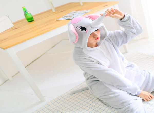 Grauer Elefant Pyjama Set Damen Herren Unisex Erwachsene Tier Pyjama Flanell Onesie Cosplay Nachtwäsche Hoodie Halloween Urlaub Kostüm5416926