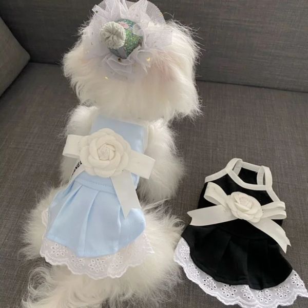 Kleider Blume Prinzessin Rock Haustierkleidung Hunde Hosenträgerkleid Hundekleidung Kostüm Kleine Französische Bulldogge Niedliche Sommerschwarze Mädchenmaskottchen