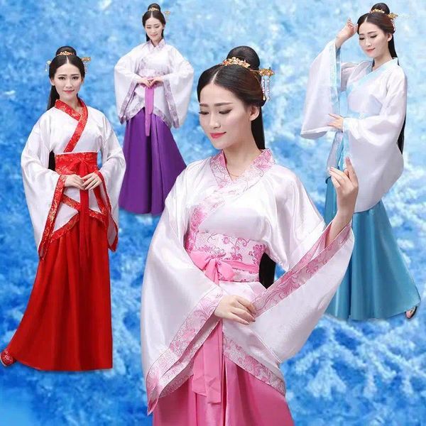 Abbigliamento da palcoscenico Abito in seta cinese Costume per ragazze Donna Kimono Cina tradizionale vintage etnico antico abito da ballo Cosplay Hanfu Set