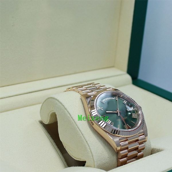 Luxus-Armbanduhr BRAND New President 40 mm Day-Date 228235 18 Karat Roségold mit grünem Oliv-Zifferblatt NEW225b