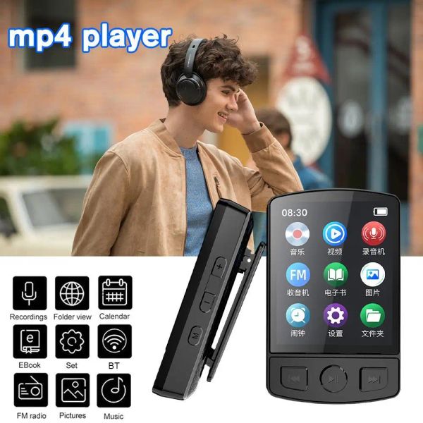 Clip Mini Walkman Hifi Bluetooth MP4 Müzik Çalar Destek TF Kart E -Kitap/Okuma/FM Radyo/Ses/Saat