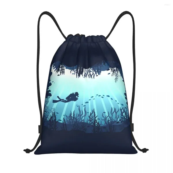 Сумки для покупок на заказ Deep Sea Caveran Diver Drawstring Мужчины Женщины Легкий спортивный рюкзак для хранения в тренажерном зале