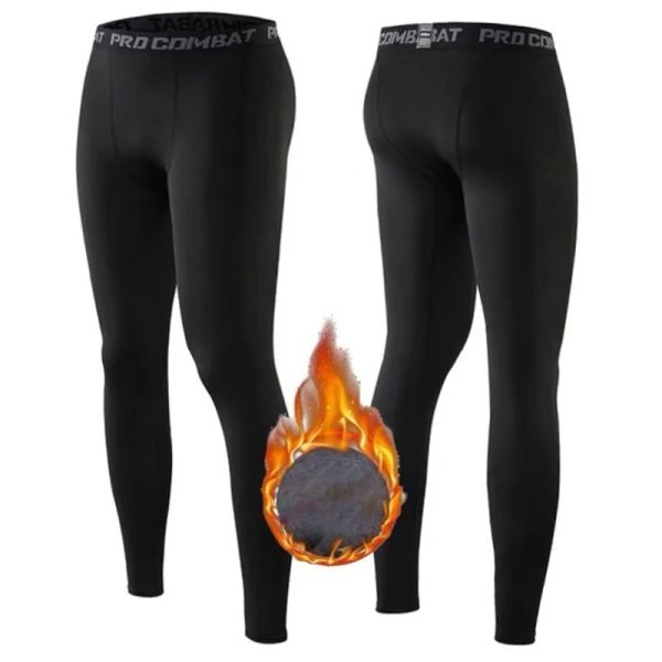 MXMA-Hosen Herren-Leggings mit Fleece-Futter, dehnbare Radhose, warme Winter-Leggings, Outdoor-Athletik-Sport-Leggings, Wander-Laufhose