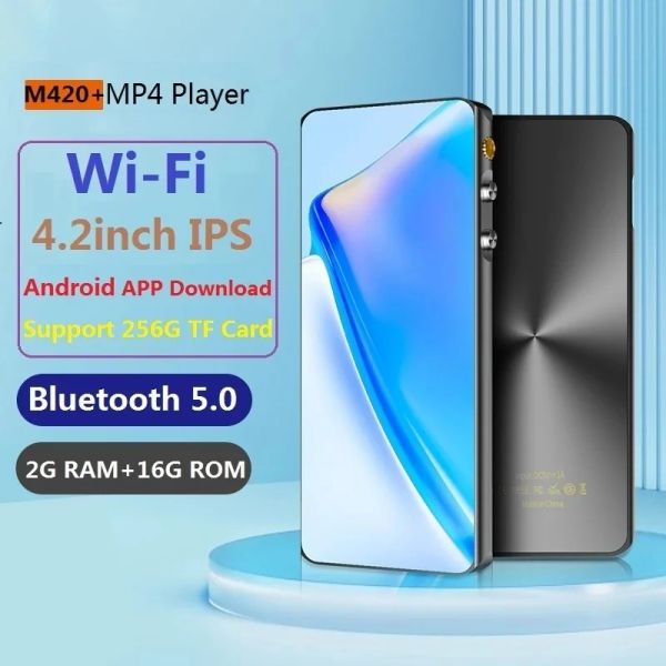 Player Neuer M420 + Android Wifi MP4-Player Bluetooth 5.0 Google Play 4,2-Zoll-Touchscreen-Musikvideoplayer mit Lautsprechern FM-Radio