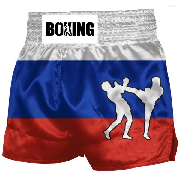 Herren-Shorts mit russischer Flagge, Thai-Boxen für Männer und Frauen, Boxer, geeignet für Training, Wettkampf, MMA