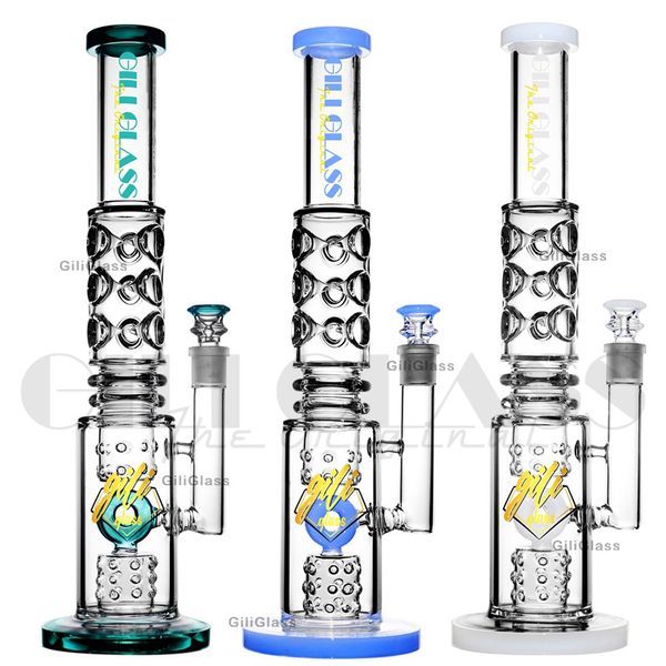 16-дюймовые большие стеклянные бонги Dab Rig Double Tree Perc Bong Нефтяные вышки Водопроводный фильтр с фильтром для курительных трубок с чашей кварцевой сосиской Потрясающие пьянящие бонги для кальяна