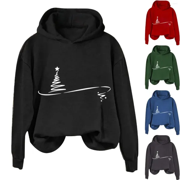 Hoodies femininos senhoras tripulação pescoço manga longa natal zip ups para mulher camisola vestido feminino pulôver com capuz