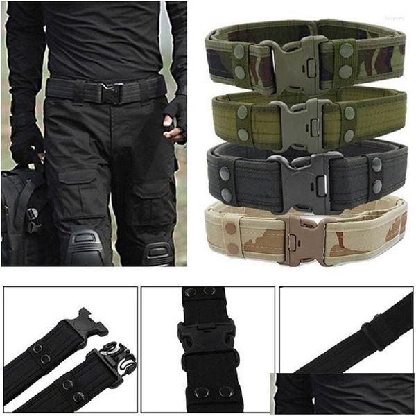 Cintura Apoio Nylon Estilo Exército Cintos de Combate Liberação Rápida Cinto Tático Homens Cintura Ao Ar Livre Caça Camuflagem Cinta 5x130cm Drop D Dhkgv