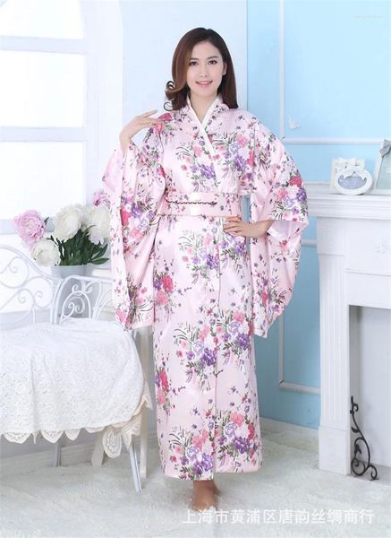 Roupas étnicas Silk Cetim Casamento Noiva Dama de Honra Robe Floral Roupão Longo Kimono Noite Banho Moda Vestido para Mulheres