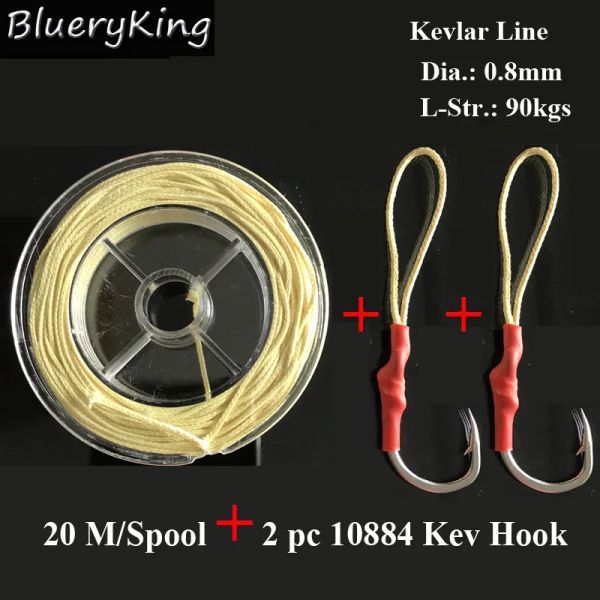 Linhas BlueKim 20M / Carretel 0.8MM90Kgs Assist Fish Hooks Kevlar Fishing Line Assistant Hooks Kevlar Line Trançado Kevlar Line High Stronger