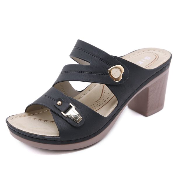 Sandali da donna firmati GAI Chiusura in metallo Super Summer Party style Luxury Nero Bianco Blu Scarpe da donna Sandali