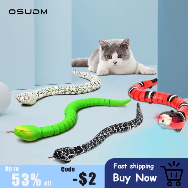 Giocattoli OSUDM Smart Sensing Snake Cat Toys USB ricaricabile automatico divertente gioco per gatti giocattoli interattivi addestramento elettrico accessori per animali domestici