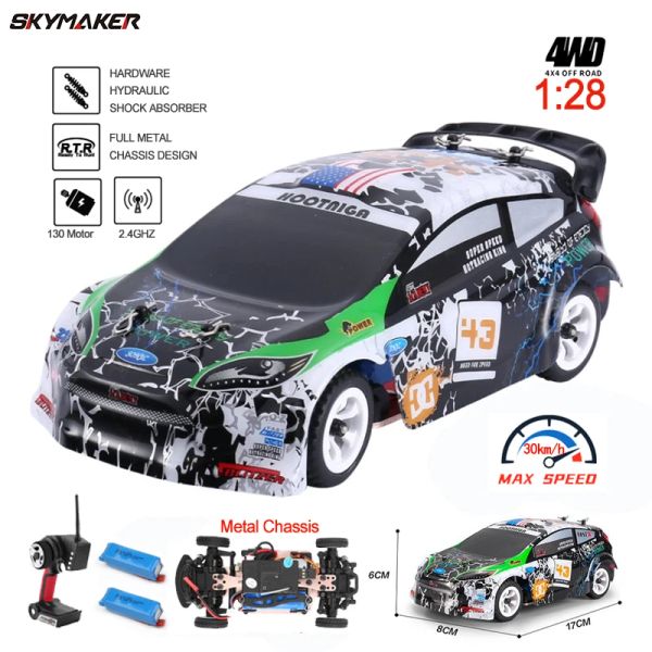 Autos WLtoys K989 Rc Racing Drift Car 1:28 4WD Drive OffRoad 2.4G High Speed 30Km/H Alloy RC Car 1/28 Drift Rally Vehicle Toys