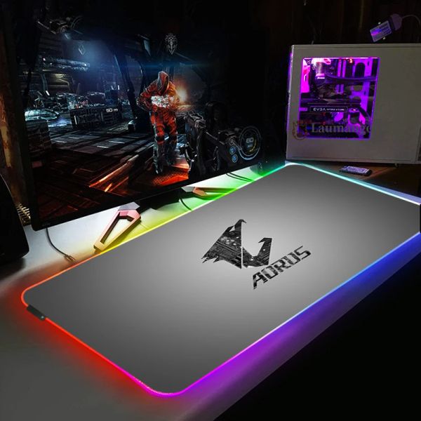 Pads Mouse Pad Rgb Gamer Mouse Tapete Computador Mousepad Teclado Jogo Mesa PC Acessórios Luminous Gaming Deskmat Aorus LED Padmouse