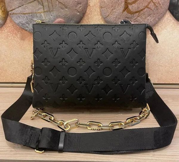 Borsa firmata Borse a spalla Coussin PM da donna Borsa tote con catena Borsa a mano in pelle Borsa lvities borsa vittoniities Tracolla larga in rilievo Lettere Cinghie rimovibili