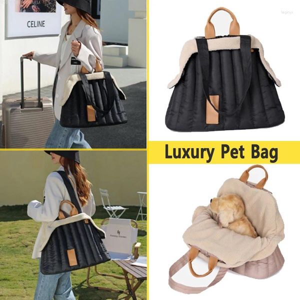 La borsa per animali domestici per trasportini per cani è portatile e comoda per i viaggi Borsa di lusso Accessori invernali in velluto rimovibili caldi para perros