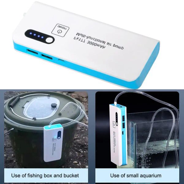 Zubehör wiederaufladbare 3000 mAh Aquarium USB Sauerstoff Luftpumpe Aquarium Auto mit Sauerstoff angereicherte Werkzeuge