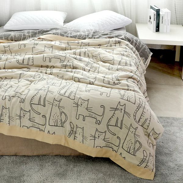 Наборы хлопковые марлевые муслиновые одеяло для дивана для дивана летняя кондиционера