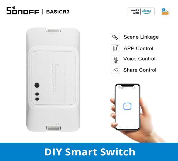 SONOFF BASIC R3 Smart ONOFF WiFi Switch Light Timer Suporte APPLANVoice Controle Remoto Modo DIY Funciona com Alexa Google Home7503099